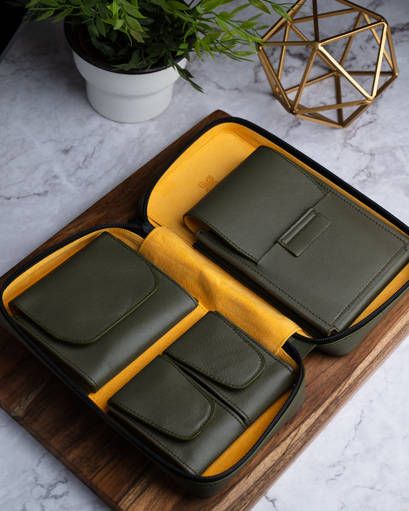 Alcantara Black Label Carry Humidor - Olive