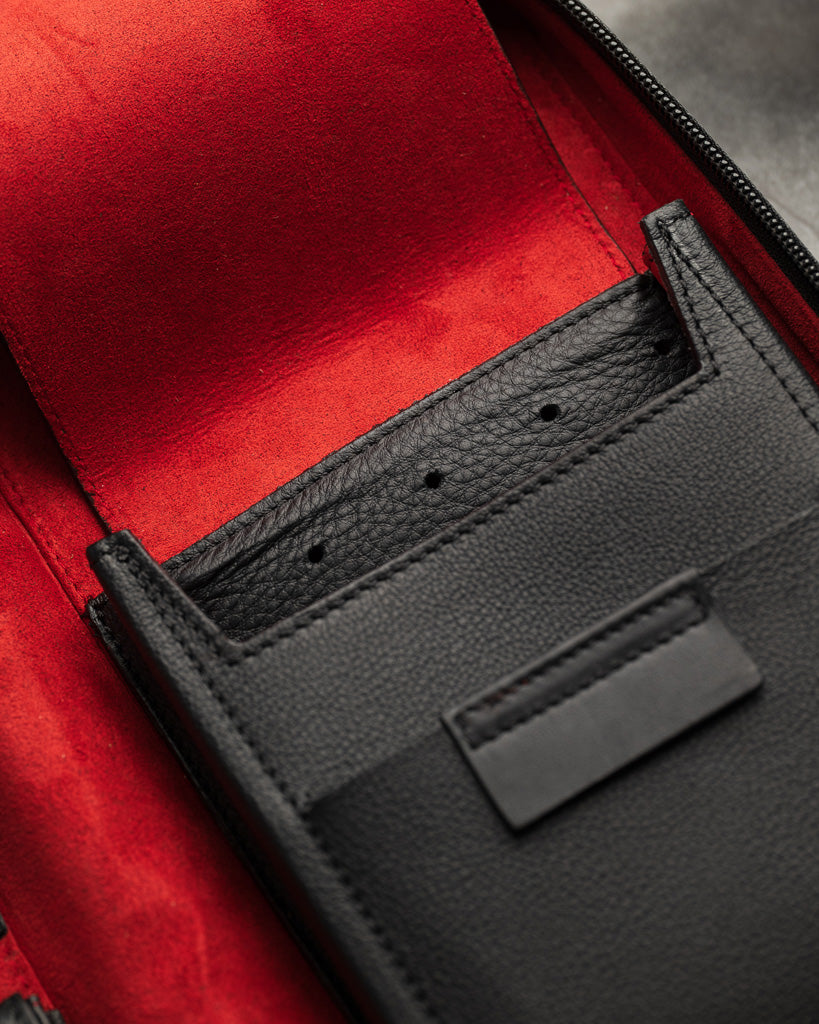 Alcantara Black Label Carry Humidor - Black & Red
